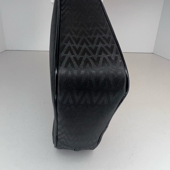 MARIO VALENTINO Black Leather V Logo Clutch/Cosmetic/Toiletry/Travel PVC Bag - Picture 6 of 11